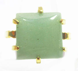Adjustable Aventurine  Healing Crystal Gold Plated Square Ring | Crystal Jewellery | Gemstone Rings