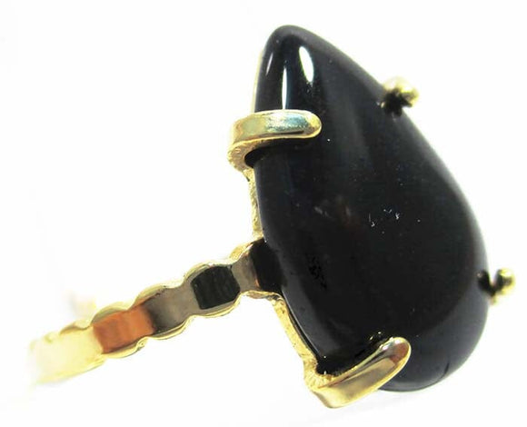 Adjustable Black Onyx Healing Crystal Gold Plated Ring | Crystal Jewellery | Gemstone Rings