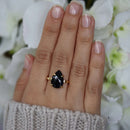 Adjustable Black Onyx Healing Crystal Gold Plated Ring | Crystal Jewellery | Gemstone Rings