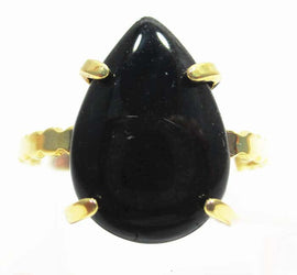 Adjustable Black Onyx Healing Crystal Gold Plated Ring | Crystal Jewellery | Gemstone Rings