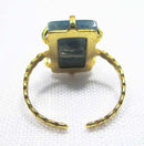 Adjustable Blue Apatite Crystal Rectangle Ring | Crystal Jewellery | Gemstone Rings