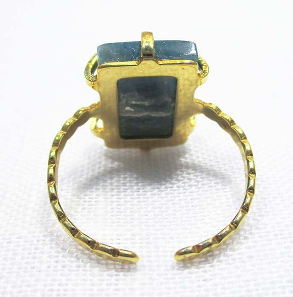 Adjustable Blue Apatite Crystal Rectangle Ring | Crystal Jewellery | Gemstone Rings
