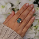 Adjustable Blue Apatite Crystal Rectangle Ring | Crystal Jewellery | Gemstone Rings