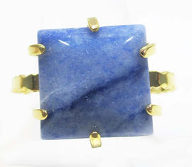 Adjustable Blue Aventurine Crystal Square Ring | Crystal Jewellery | Gemstone Rings