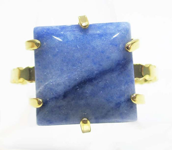 Adjustable Blue Aventurine Crystal Square Ring | Crystal Jewellery | Gemstone Rings