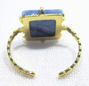 Adjustable Blue Aventurine Crystal Square Ring | Crystal Jewellery | Gemstone Rings