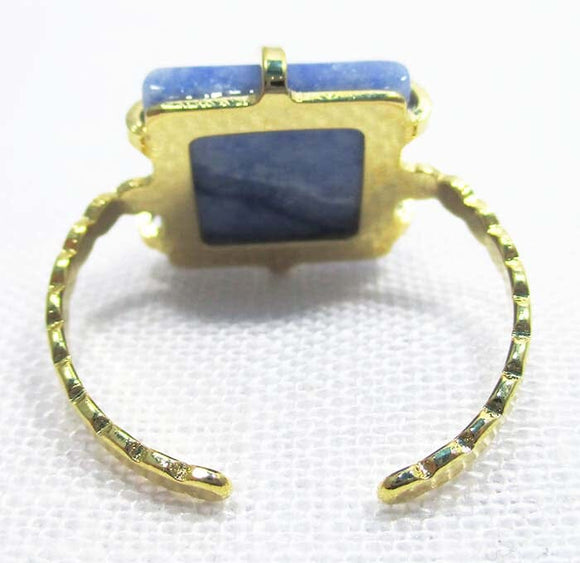 Adjustable Blue Aventurine Crystal Square Ring | Crystal Jewellery | Gemstone Rings