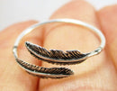 Adjustable Dainty Silver Feather Ring (S) | Crystal Jewellery | Gemstone Rings