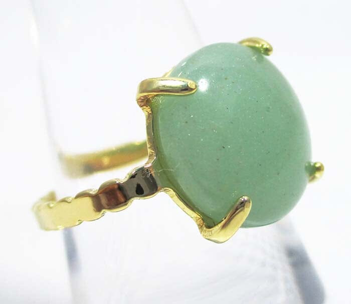 Adjustable Green Aventurine Circle Ring - Crystal Jewellery > Gemstone Rings