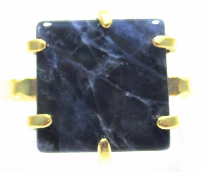 Adjustable Sodalite Square Ring Crystal Jewellery > Gemstone Rings