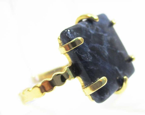 Adjustable Sodalite Square Ring | Crystal Jewellery | Gemstone Rings