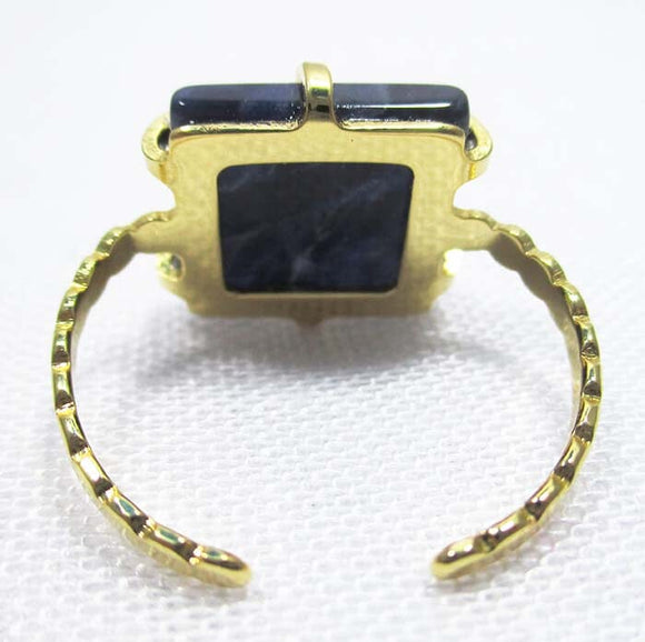 Adjustable Sodalite Square Ring | Crystal Jewellery | Gemstone Rings