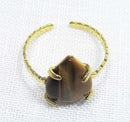 Adjustable Tigers Eye Healing Crystal Tear Drop Ring | Crystal Jewellery | Gemstone Rings