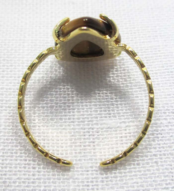 Adjustable Tigers Eye Healing Crystal Tear Drop Ring | Crystal Jewellery | Gemstone Rings