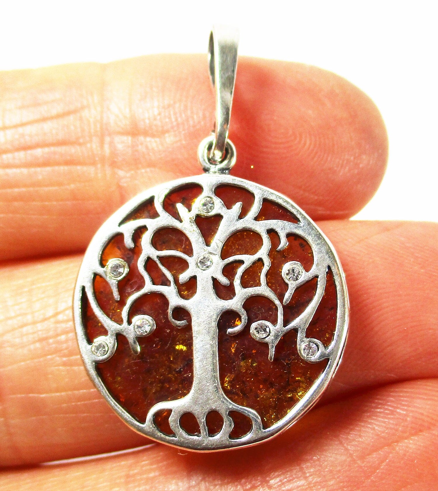 Amber Crystal Tree of Life Pendant Crystal Jewellery > Crystal Pendants