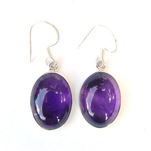 Amethyst Large cabochon Earrings - Crystal Jewellery > Gemstone Earrings