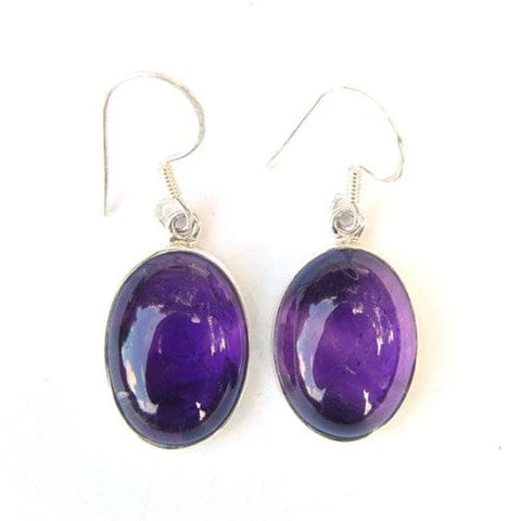 Amethyst large cabochon earrings crystal jewellery gemstone earrings