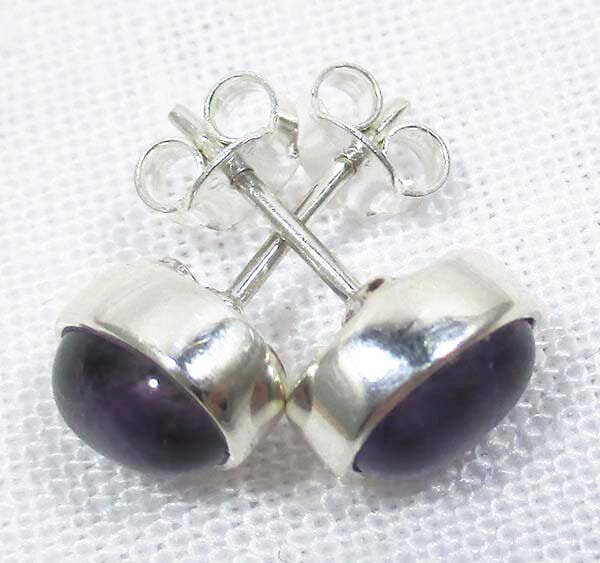 Amethyst Stud Earrings - Crystal Jewellery > Gemstone Earrings
