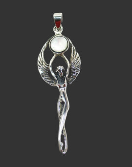 Angel with Mother of Pearl Moon Pendant | Crystal Jewellery | Crystal Pendants