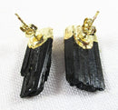 Asymmetrical Raw Black Tourmaline Crystal Studs | Crystal Jewellery | Gemstone Earrings