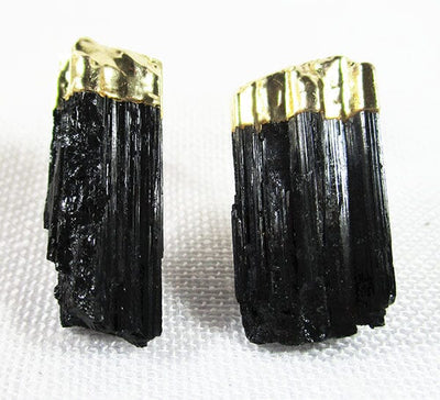 Asymmetrical Raw Black Tourmaline Crystal Studs | Crystal Jewellery | Gemstone Earrings