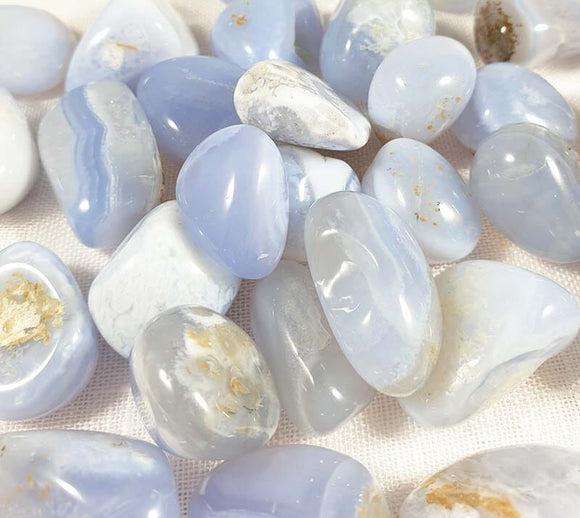 B Grade Blue Lace Agate Crystal Tumble Stones (x3) | Cut & Polished Crystals | Polished Crystal Tumble Stones