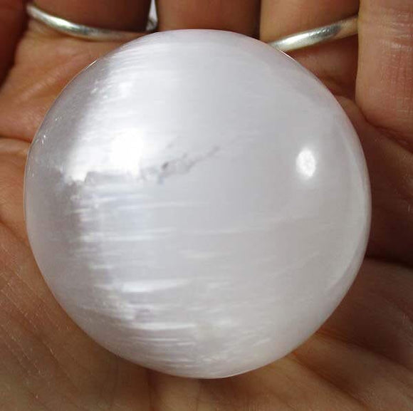 B Grade Selenite Sphere (Medium) | Crystal Carvings | Polished Crystal Spheres