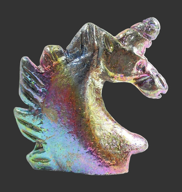 Bismuth Unicorn Head | Crystal Carvings | Carved Crystal Animals