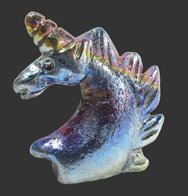 Bismuth Unicorn Head | Crystal Carvings | Carved Crystal Animals