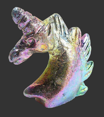 Bismuth Unicorn Head | Crystal Carvings | Carved Crystal Animals
