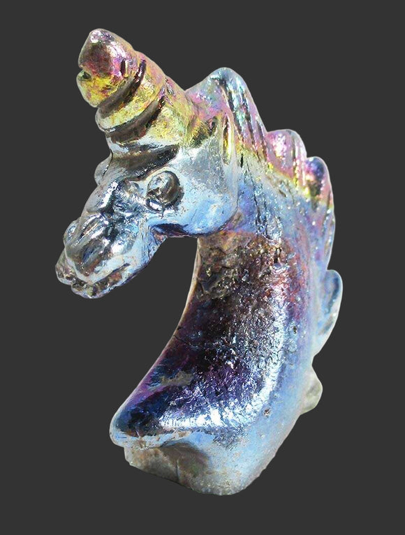 Bismuth Unicorn Head | Crystal Carvings | Carved Crystal Animals