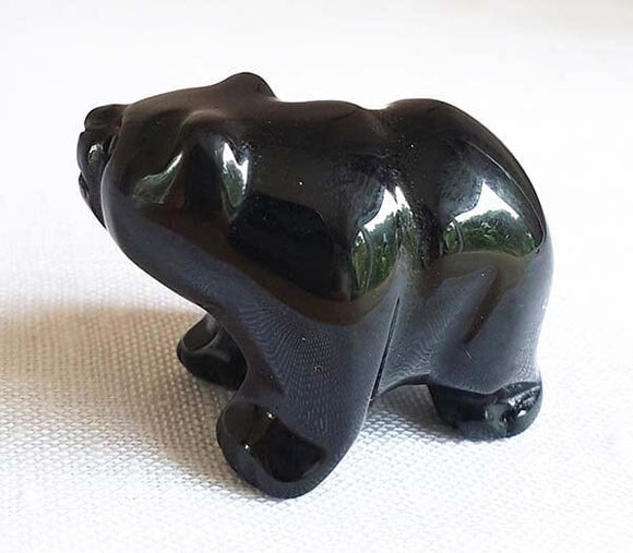 Black Obsidan Bear | Crystal Carvings | Carved Crystal Animals