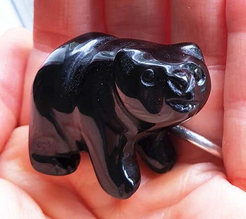 Black Obsidan Bear | Crystal Carvings | Carved Crystal Animals