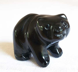Black Obsidan Bear | Crystal Carvings | Carved Crystal Animals