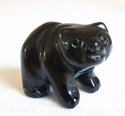 Black Obsidan Bear | Crystal Carvings | Carved Crystal Animals