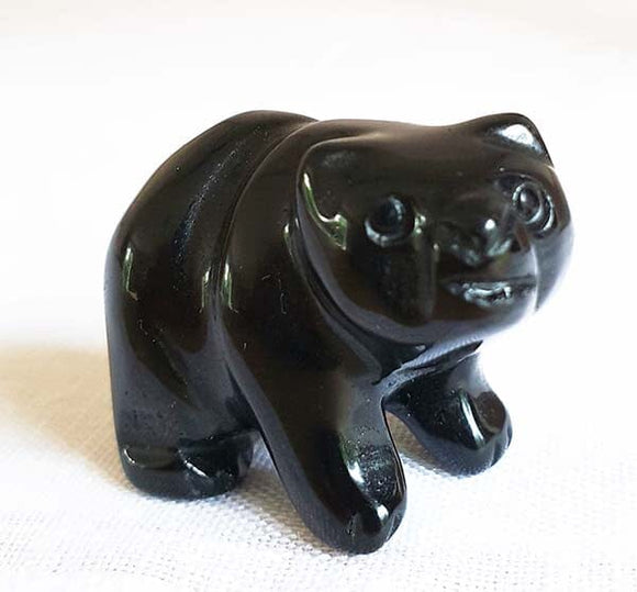 Black Obsidan Bear | Crystal Carvings | Carved Crystal Animals