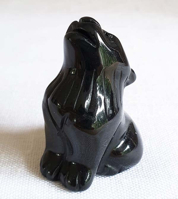 Black Obsidian Howling Wolf Crystal Carvings > Carved Crystal Animals