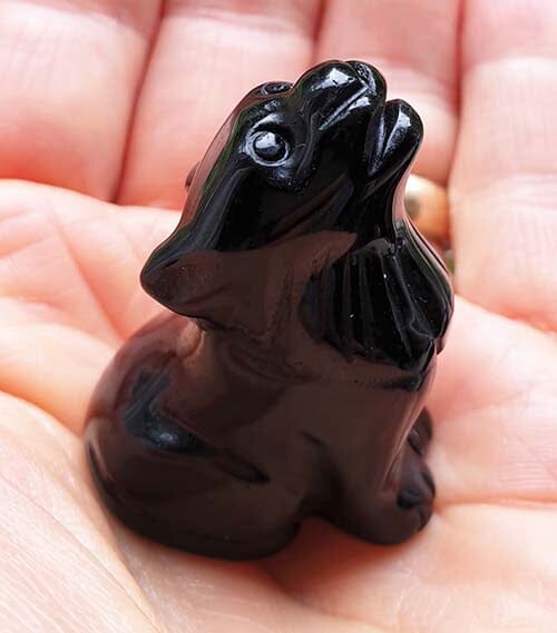 Black Obsidian Howling Wolf Crystal Carvings > Carved Crystal Animals