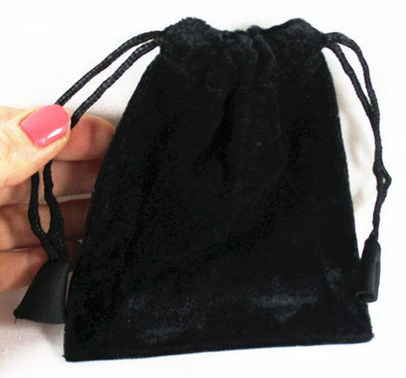 Black Satin Lined Velvet Pouch (Large) | Gift Boxes & Pouches