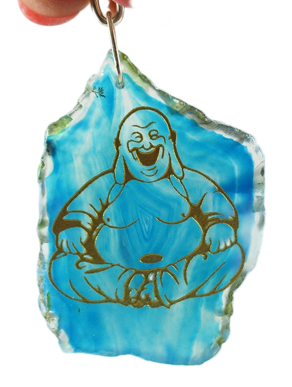 Blue Agate Crystal Buddha Keyring | Keyrings & Clip-On Crystals