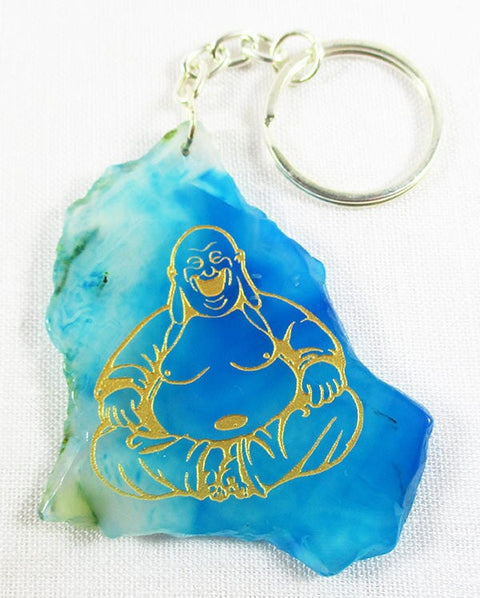 Blue Agate Happiness Buddha Keyring Others > Keyrings & Clip-On Crystals