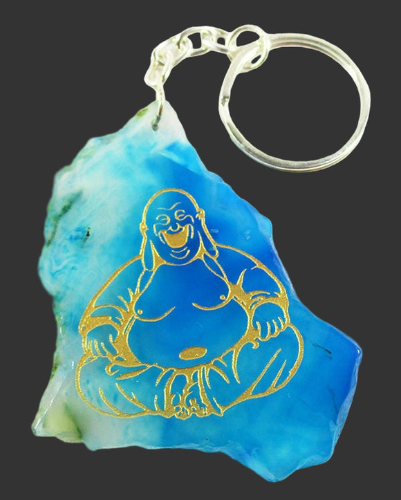 Blue Agate Buddha Keyring | Keyrings & Clip-On Crystals