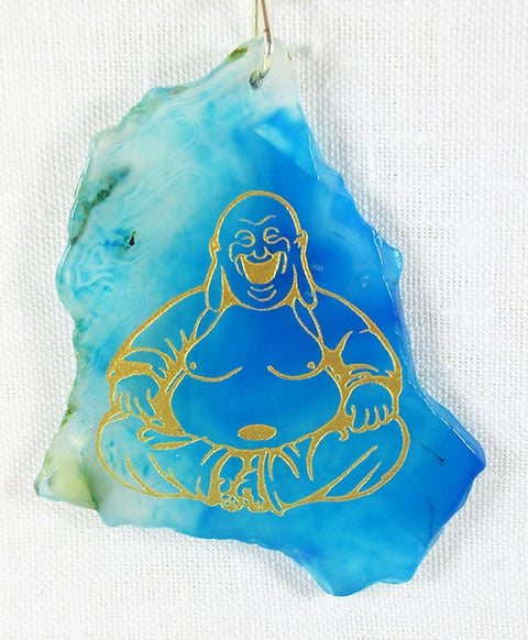 Blue Agate Happiness Buddha Keyring Others > Keyrings & Clip-On Crystals