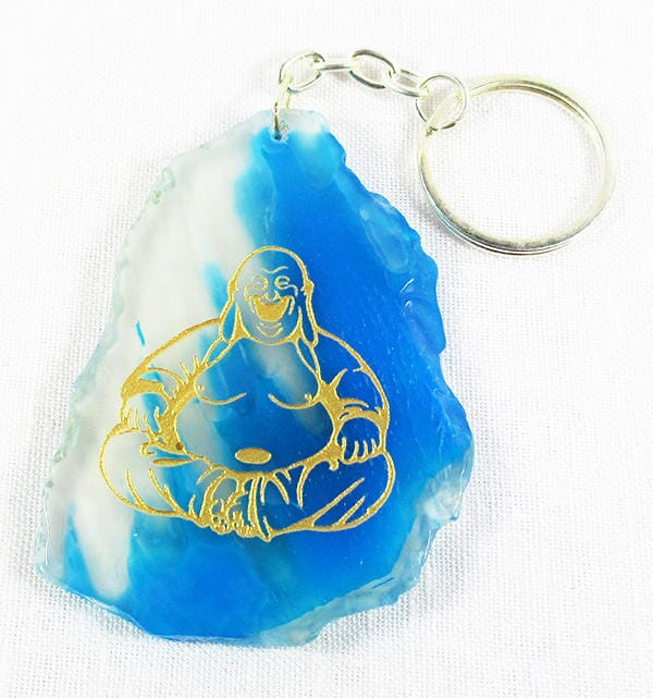 Blue Agate Happiness Buddha Keyring - Others > Keyrings & Clip-On Crystals