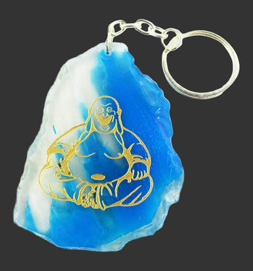 Blue Agate Crystal Buddha Keyring | Keyrings & Clip-On Crystals