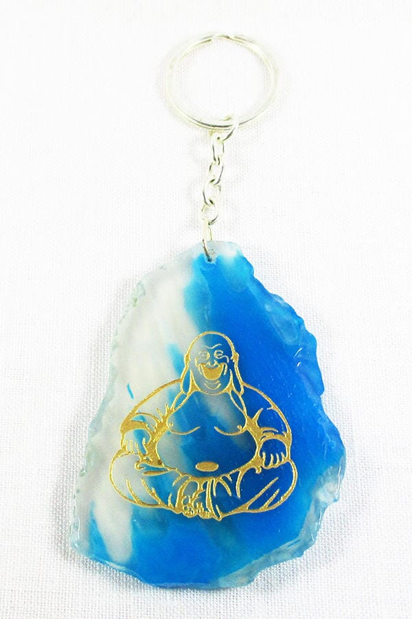 Blue Agate Happiness Buddha Keyring - Others > Keyrings & Clip-On Crystals