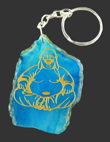 Blue Agate Crystal Buddha Keyring | Keyrings & Clip-On Crystals
