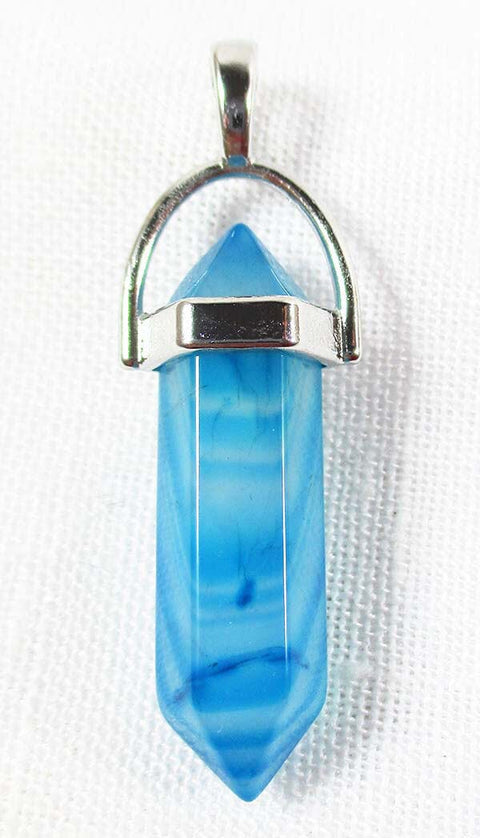 Blue Agate Point Pendant Crystal Jewellery > Point Pendants