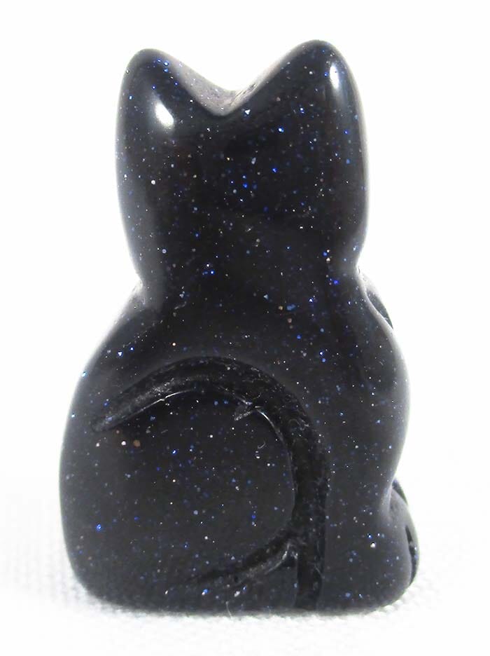 Blue Goldstone Cat (Small) Crystal Carvings > Carved Crystal Animals
