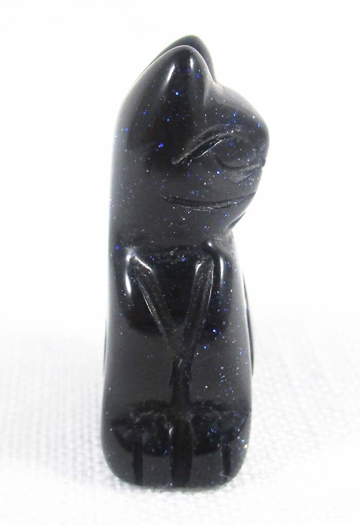 Blue Goldstone Cat (Small) Crystal Carvings > Carved Crystal Animals